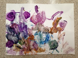 My favorite piece of Emma's artwork from her painting session this afternoon. She was very specific about what colors of paint she wanted to use today.