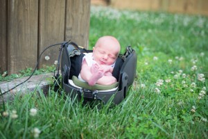 Mark had to get him in his helmet. Liam is only five days old here.