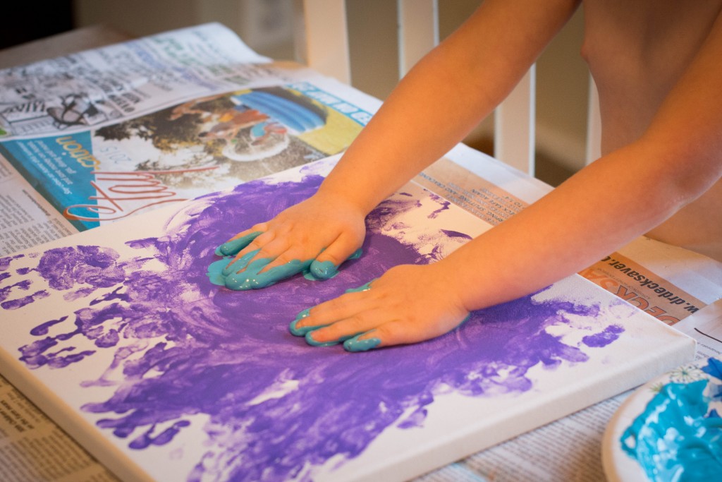And more painting with her hands. Kid hands are so cute.