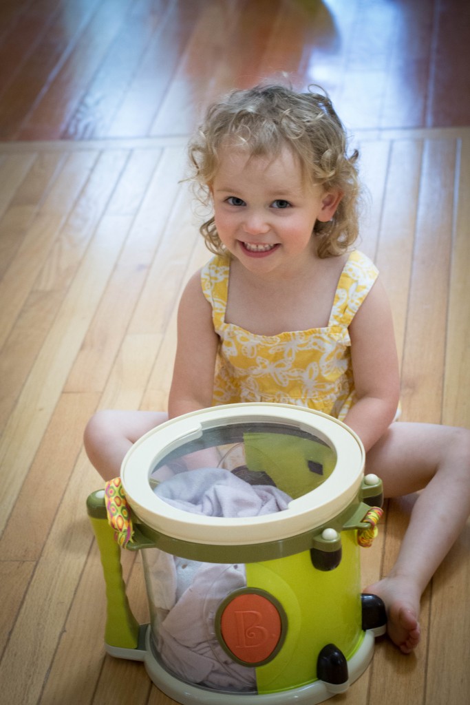 I'm a bit concerned for Emma's future kids. Her baby was napping inside a drum. Liam and I were told to be quiet. At least she gave her baby a bunny.