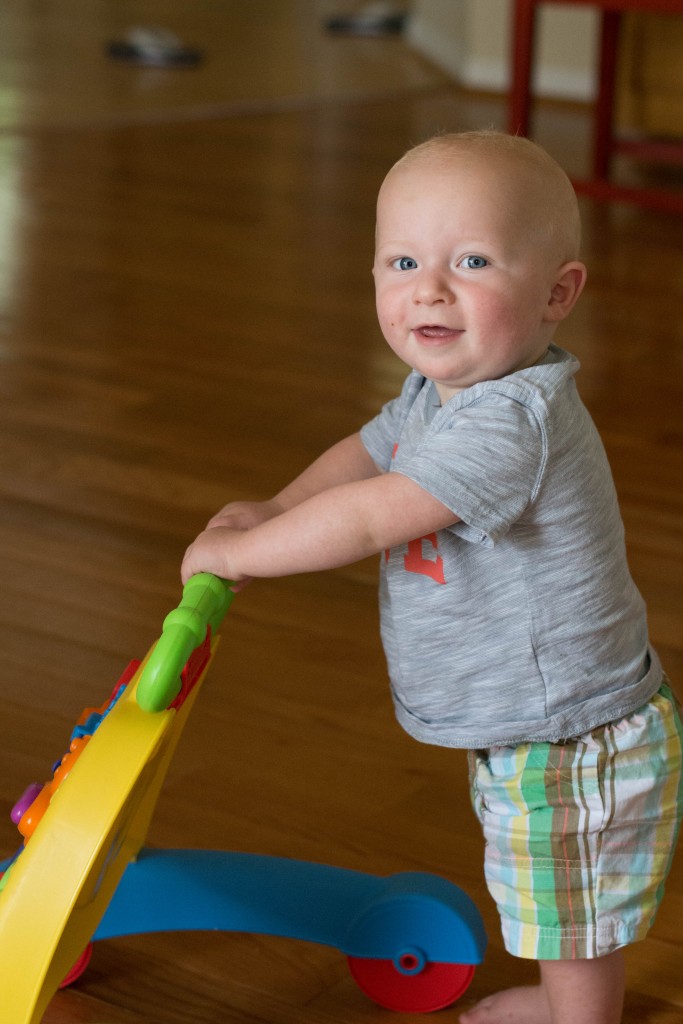 Before he started walking...he had his first walk tonight! I took about six steps without help from mom to dad to say hi to Mark when he got home from work. #proudmommy